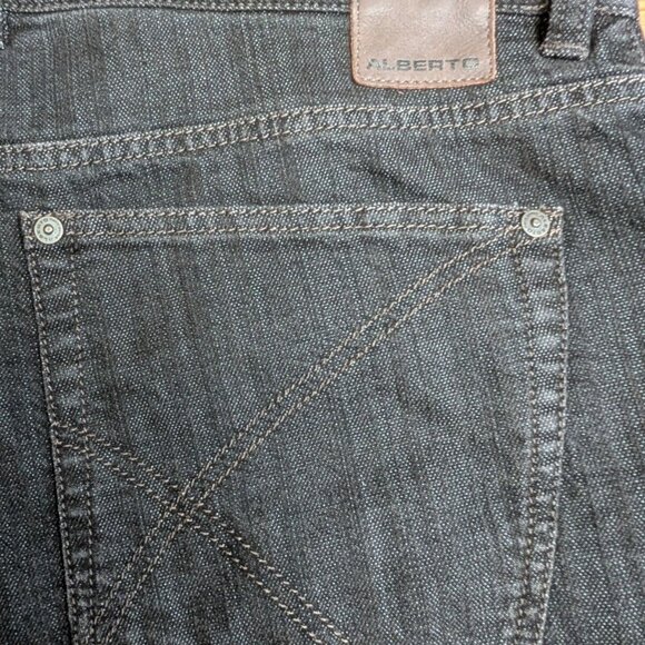 ALBERTO Mens Black Revolution Denim Stretch Modern Fit Super T400 Jeans 40x34 - Picture 14 of 16